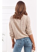 Kurzer Pullover mit durchbrochenem Webmuster, beige 3211020 – Online-Shop – Boutique